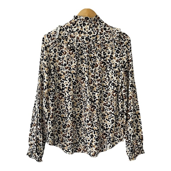 Anthropologie Maeve Leopard Print Button Up Shirt Womens Size 6 Long Sleeve - Picture 2 of 8
